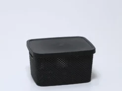 CESTO PLASTICO NEGRO CON TAPA 7 LITROS