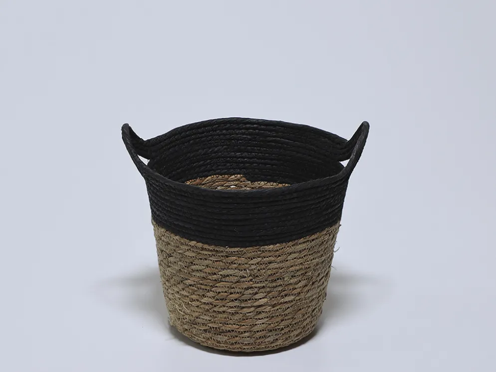 CESTO REDONDO ALTO NEGRO CON ASAS 25×22