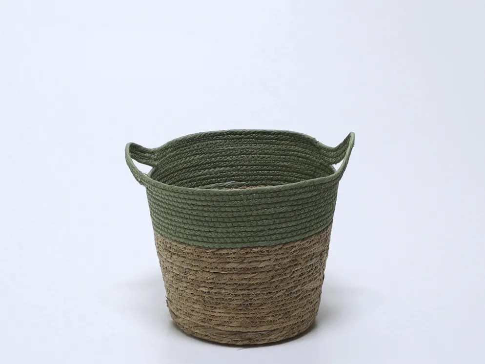 CESTO REDONDO ALTO VERDE CON ASAS 28X24
