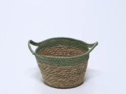 CESTO REDONDO ALTO VERDE CON ASAS 21×14