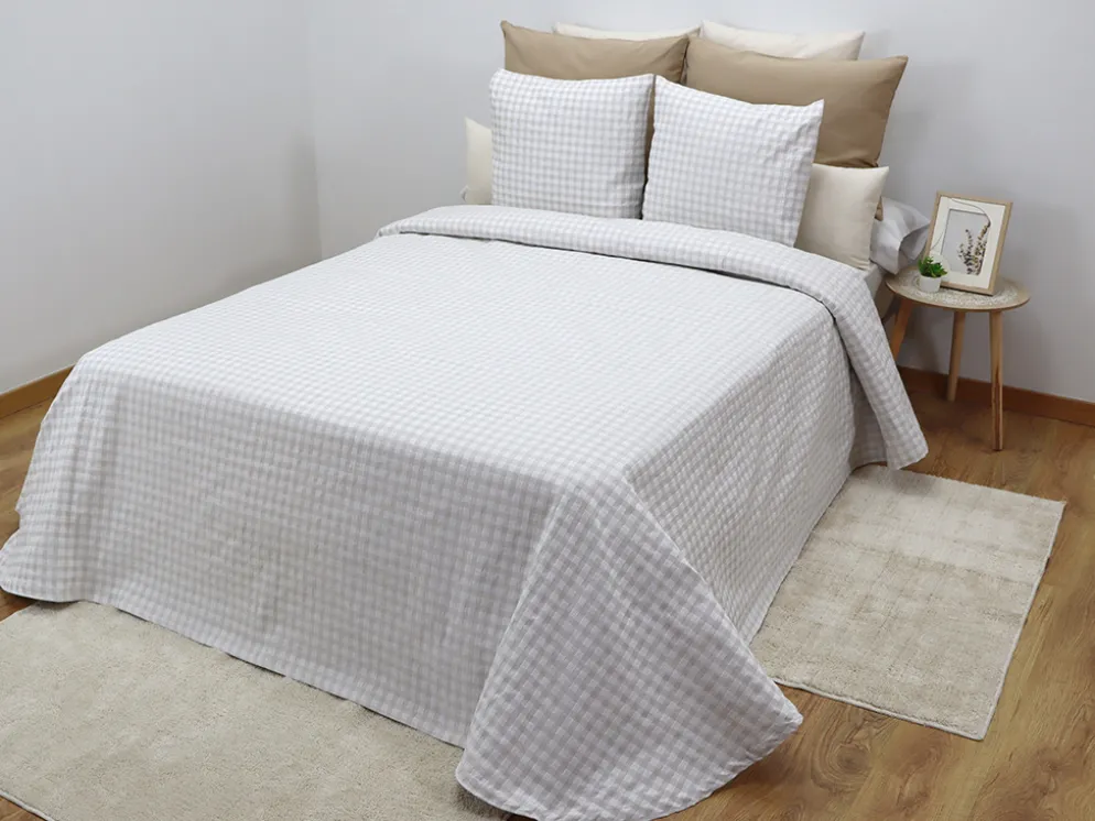 COLCHA VICHY BEIGE