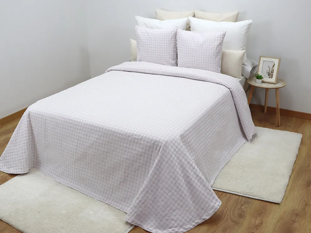 COLCHA VICHY ROSA