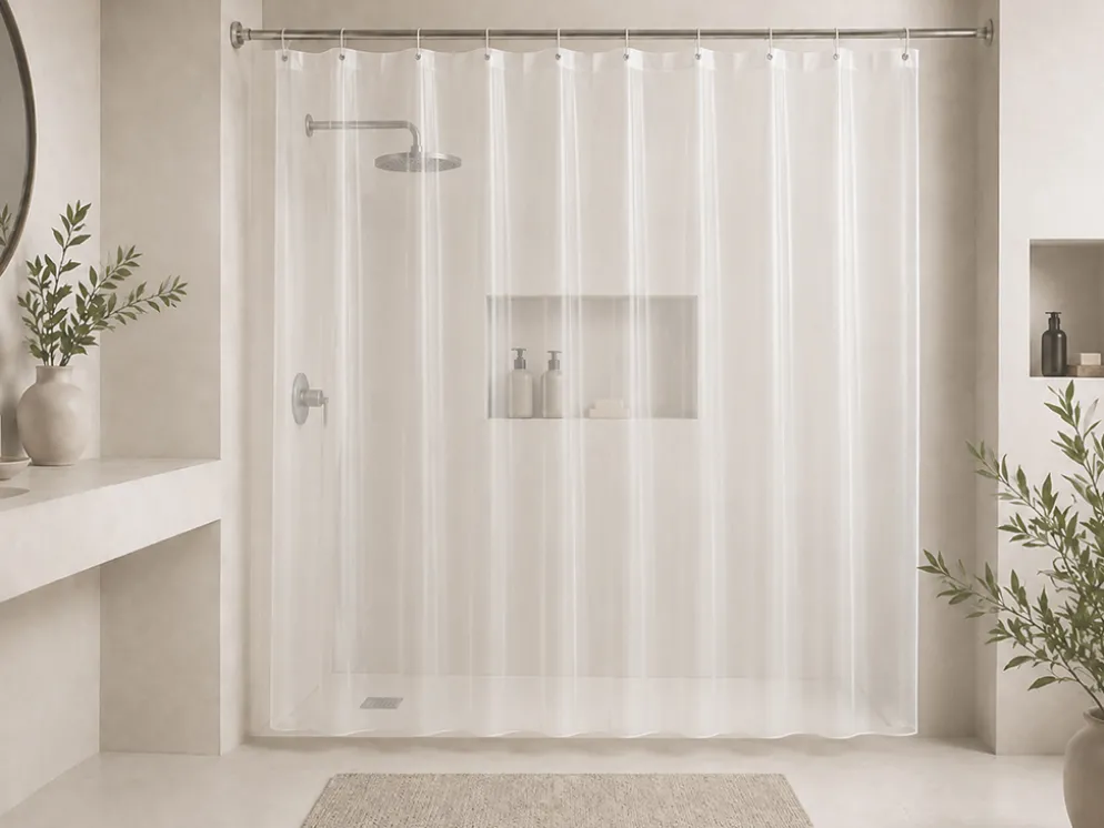 CORTINA BAÑO TRANSPARENTE BLANCO 180X180
