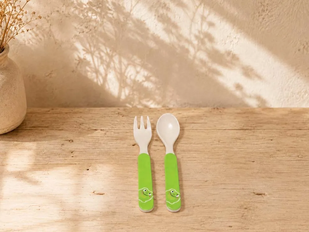 CUBIERTOS INFANTIL MELAMINA RANA