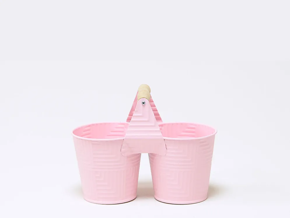 CUBO DOBLE LATON ROSA 22X8X11CM