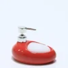DISPENSADOR JABON CERAMICA ROJO CON ESTROPAJO