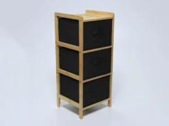 ESTANTERIA BAMBU 3 CAJONES NEGROS 29X26X70