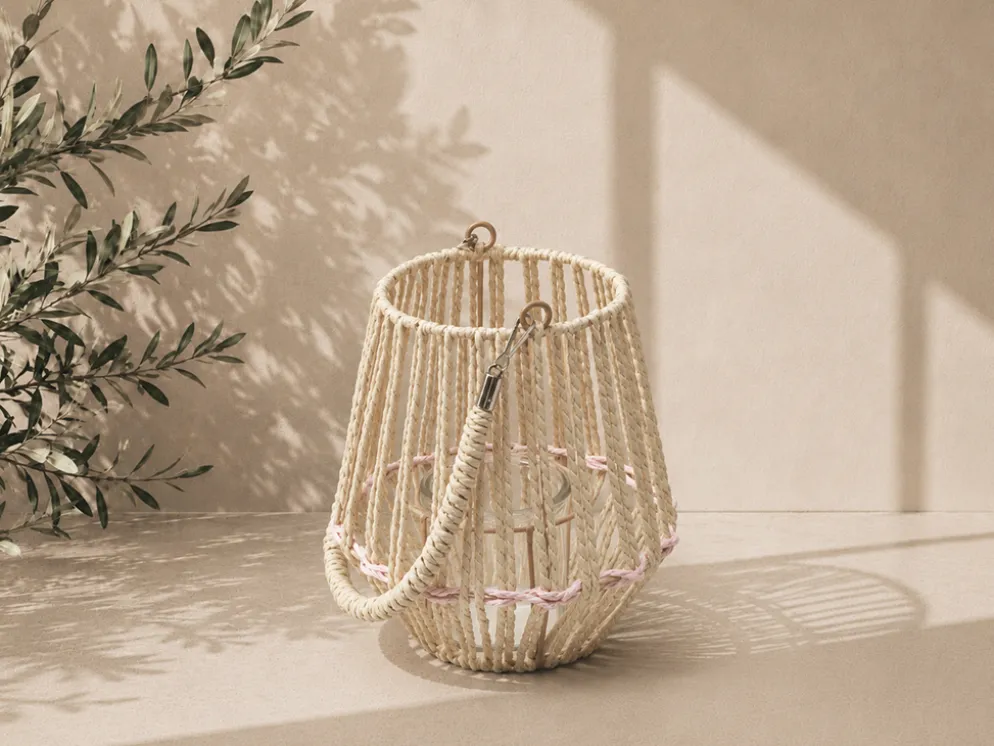 FAROL NATURAL DECORADO ROSA 20CM
