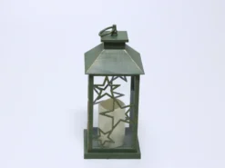 FAROL PVC VERDE CON VELA LED 15X15X35
