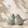 FIGURA PAJAROS PORCELANA 8CM VERDE