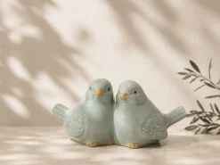 FIGURA PAJAROS PORCELANA 8CM VERDE