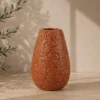 JARRON CERAMICA HOJAS 17X27 NARANJA