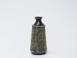 JARRON CERAMICA NEGRO/DORADO Ø12X29CM