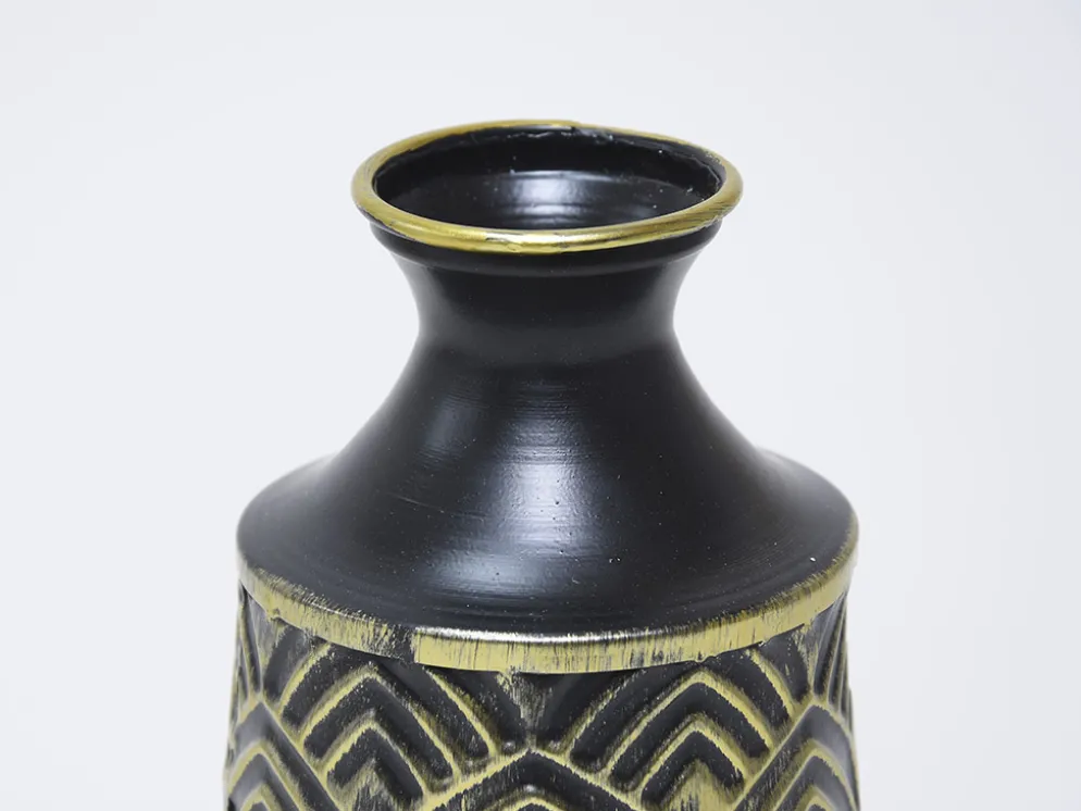 JARRON CERAMICA NEGRO/DORADO Ø12X29CM