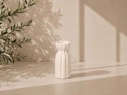 JARRON TERRACOTA RAYAS ANCHAS BLANCO 25CM ALTO
