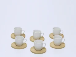 JUEGO CAFE PLATO BAMBU 6 TAZAS CERAMICA CUADRADOS