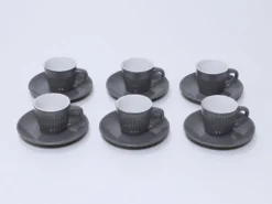 JUEGO CAFE 6 TAZAS GRIS OSCURO 9CL