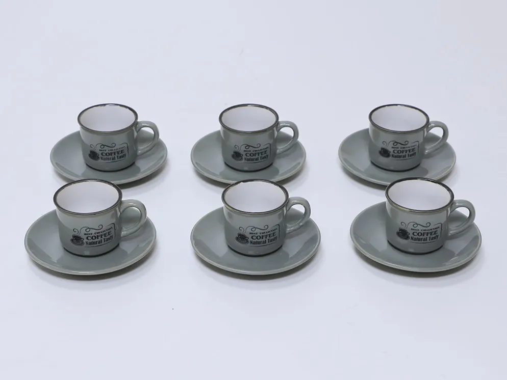 JUEGO CAFE 6 TAZAS TIMES GRIS OSCURO 9CL