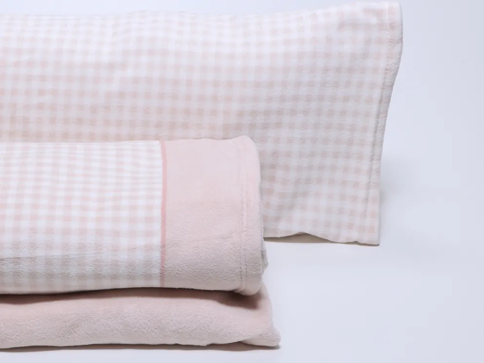 JUEGO SÁBANAS CORALINA VICHY ROSA
