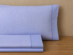 JUEGO SÁBANAS VICHY AZUL