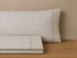 JUEGO SÁBANAS VICHY BEIGE