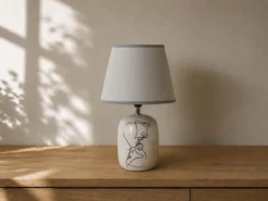 LAMPARA CERAMICA CARA GRIS 31CM