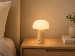LAMPARA MESA BEIGE SETA 22CM