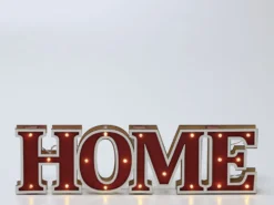 LETRA MADERA HOME ROJA LUZ 42X5X11CM