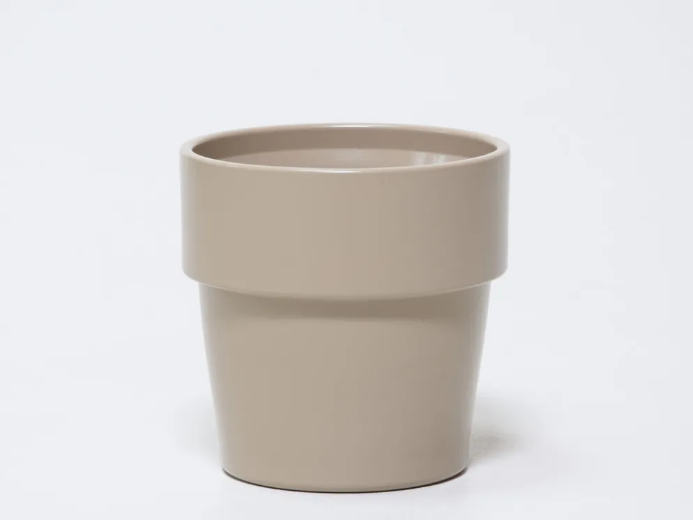 MACETA CERAMICA BEIGE Ø13X13CM