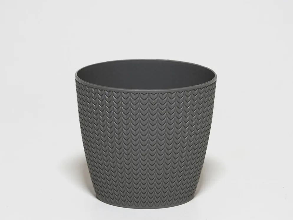 MACETA PVC ESPIGA GRIS Ø15X13CM