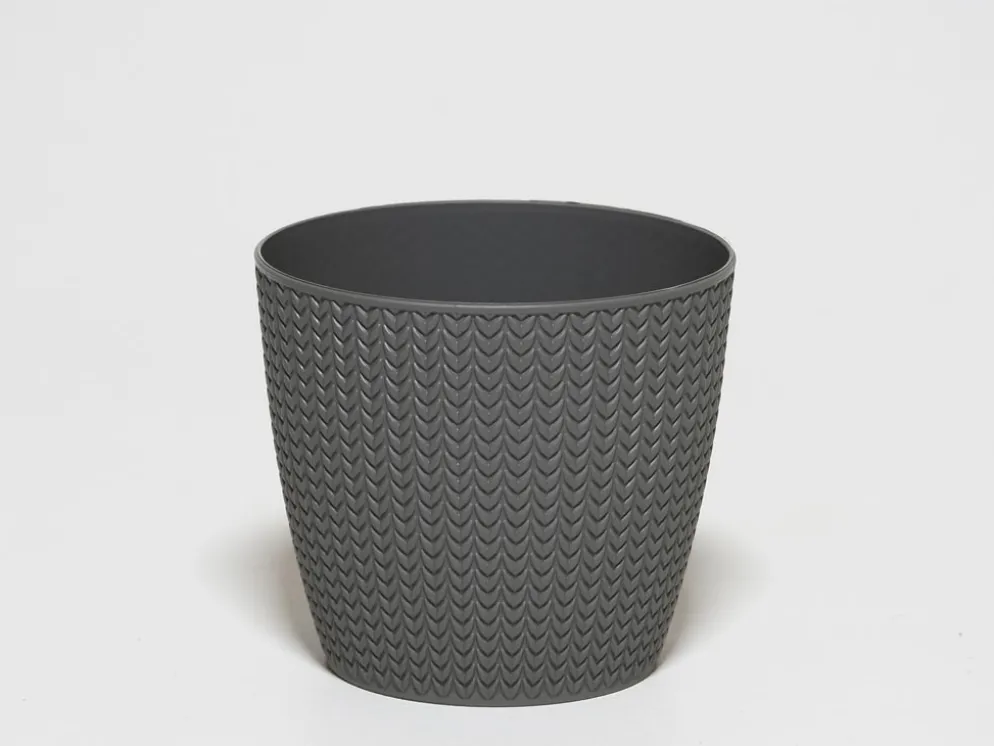 MACETA PVC ESPIGA GRIS Ø18X16CM