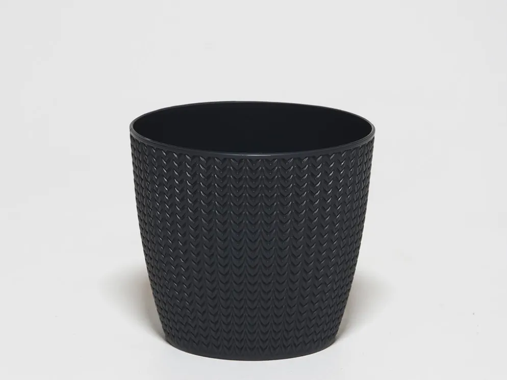 MACETA PVC ESPIGA NEGRO Ø18X16CM