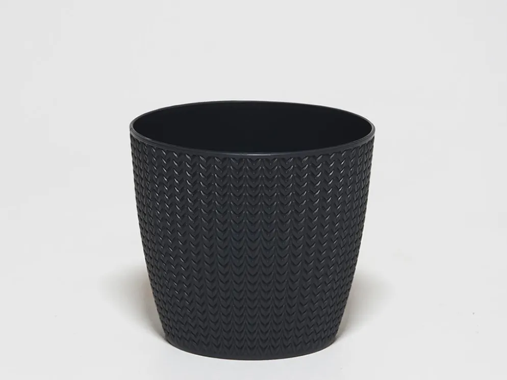 MACETA PVC ESPIGA NEGRO Ø15X13CM