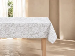 MANTEL ANTIMANCHAS LEAVES TOPO 140X240