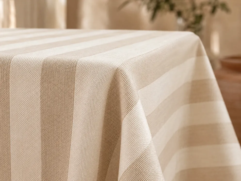 MANTEL RAYAS BEIGE ANTIMANCHAS RESINADO