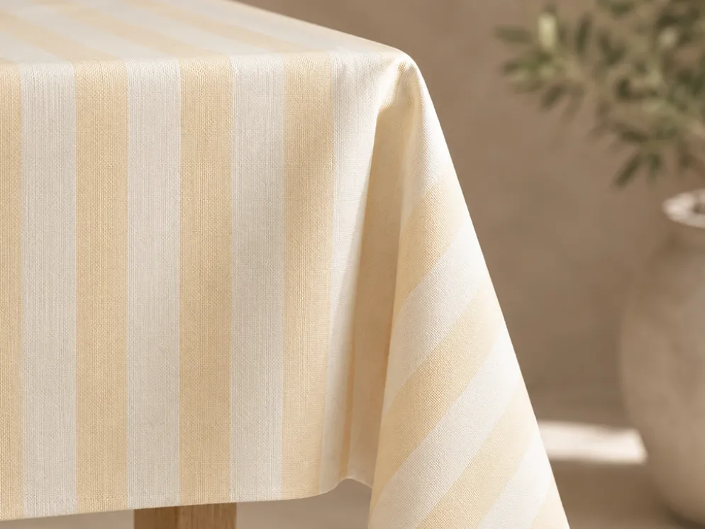 MANTEL RAYAS OCRE ANTIMANCHAS RESINADO