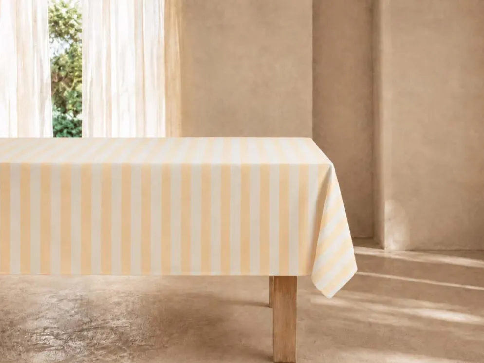 MANTEL RAYAS OCRE ANTIMANCHAS RESINADO