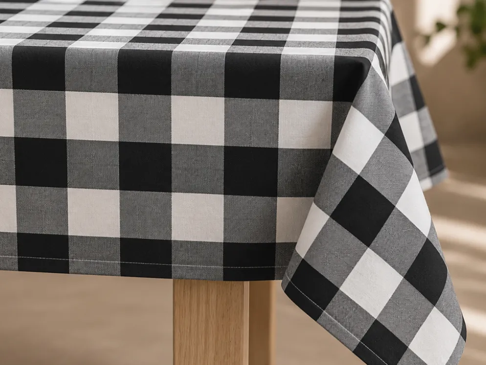MANTEL VICHY 150X250CM NEGRO/CRUDO