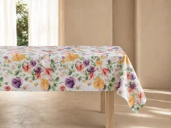 MANTEL 150X250 ANTIMANCHAS ROSAS