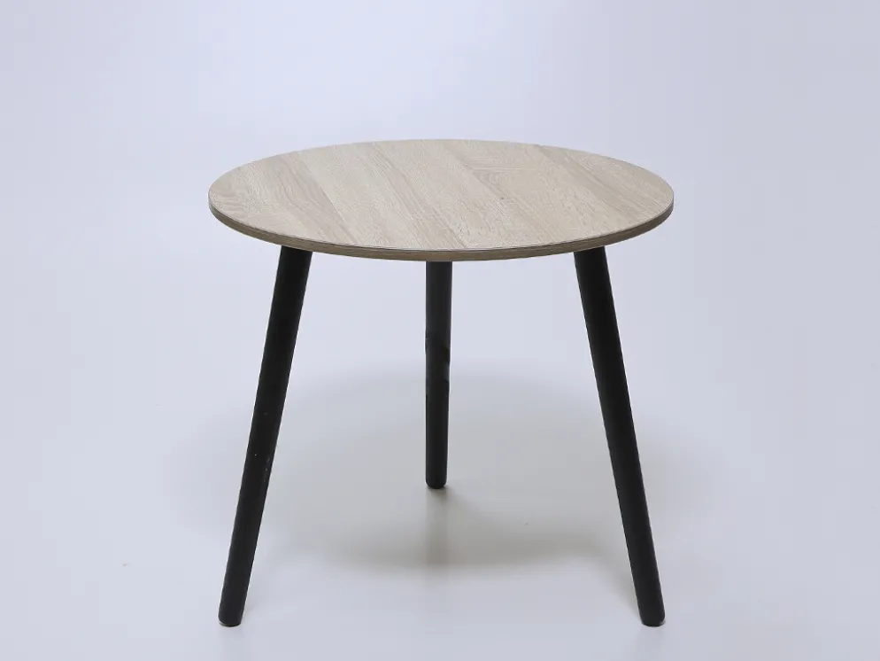 MESA AUXILIAR REDONDA 48CM MADERA PATA NEGRA