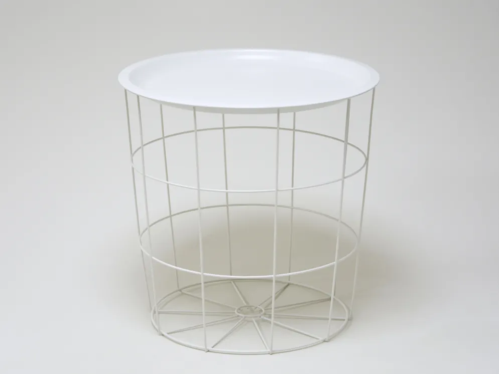 MESA AUX METAL CREMA Ø40X40CM
