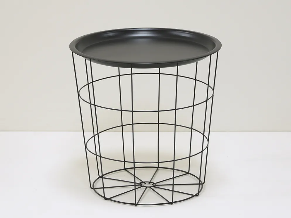 MESILLA AUXILIAR METAL NEGRA Ø40X40CM