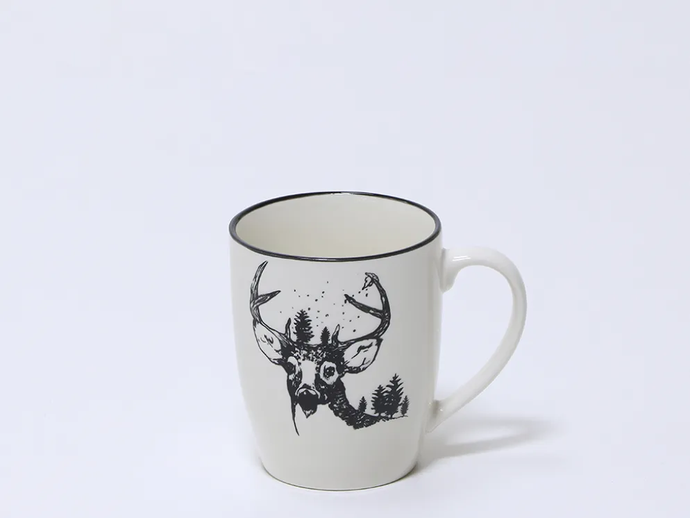 MUG CABEZA CIERVO BLANCO NEGRO