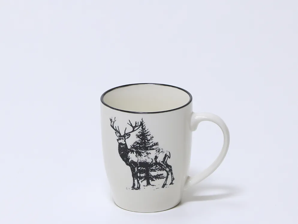 MUG CIERVO ENTERO BLANCO NEGRO