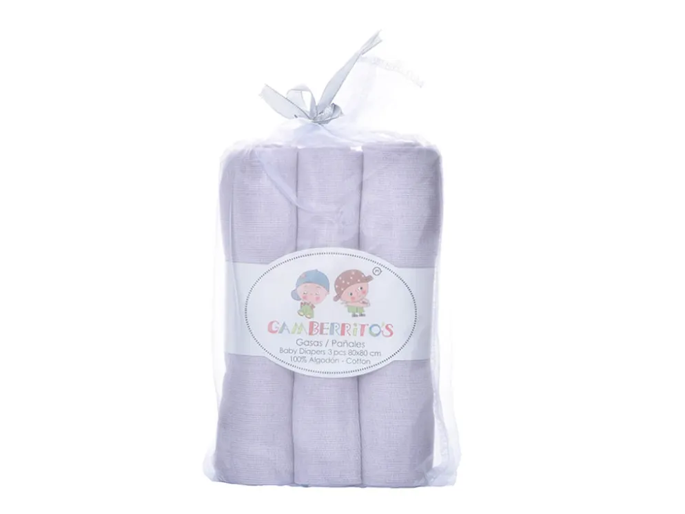 PAÑO BEBE LISO 80X80 GRIS 3UNI