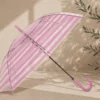 PARAGUAS AUTOMATICO TRANSPARENTE RAYA ROSA