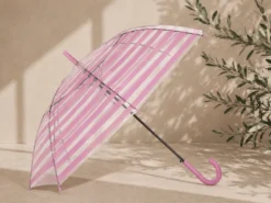 PARAGUAS AUTOMATICO TRANSPARENTE RAYA ROSA