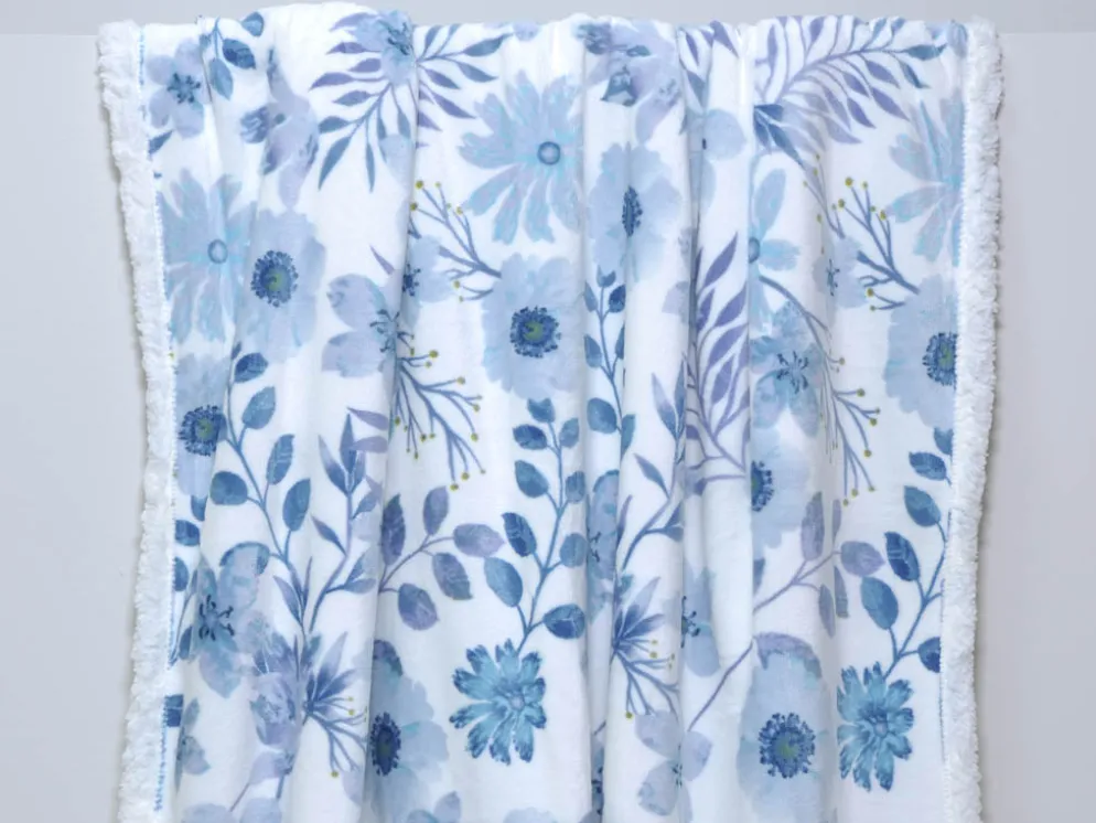 PLAID AZUL 160X220 FLORES