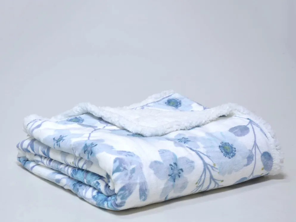 PLAID AZUL 160X220 FLORES