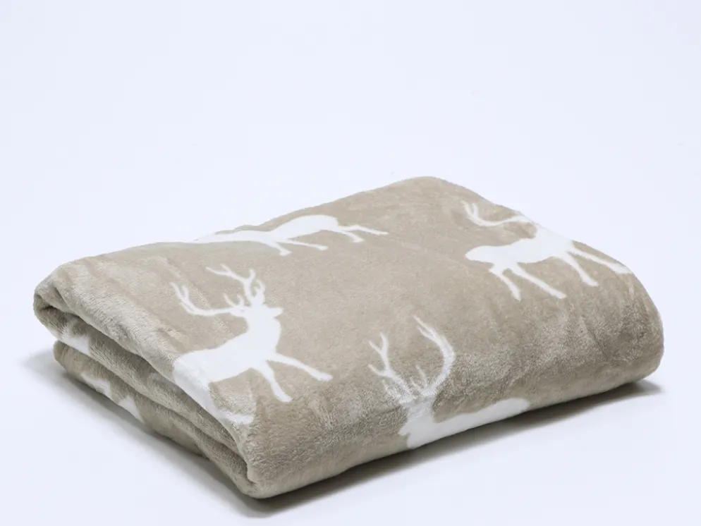 PLAID 150X200 MICROLINA DISEÑO BEIGE